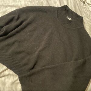 Black crop mock neck sweater